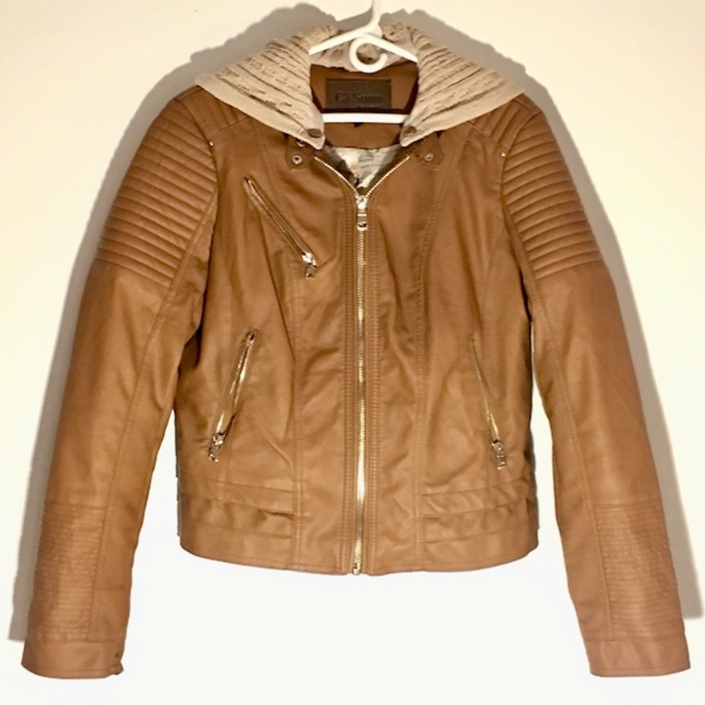 Ci Sono Cavalini  Camel Faux Leather Jacket